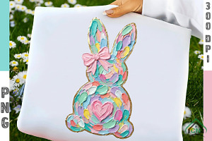 Brushstroke Happy Easter Bunny Png, an Illustration by Craft Nest