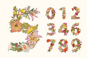 Floral alphabet+digits+punctuation, an Object Graphic by Crazy nook (Thumbnail 4 of 5)