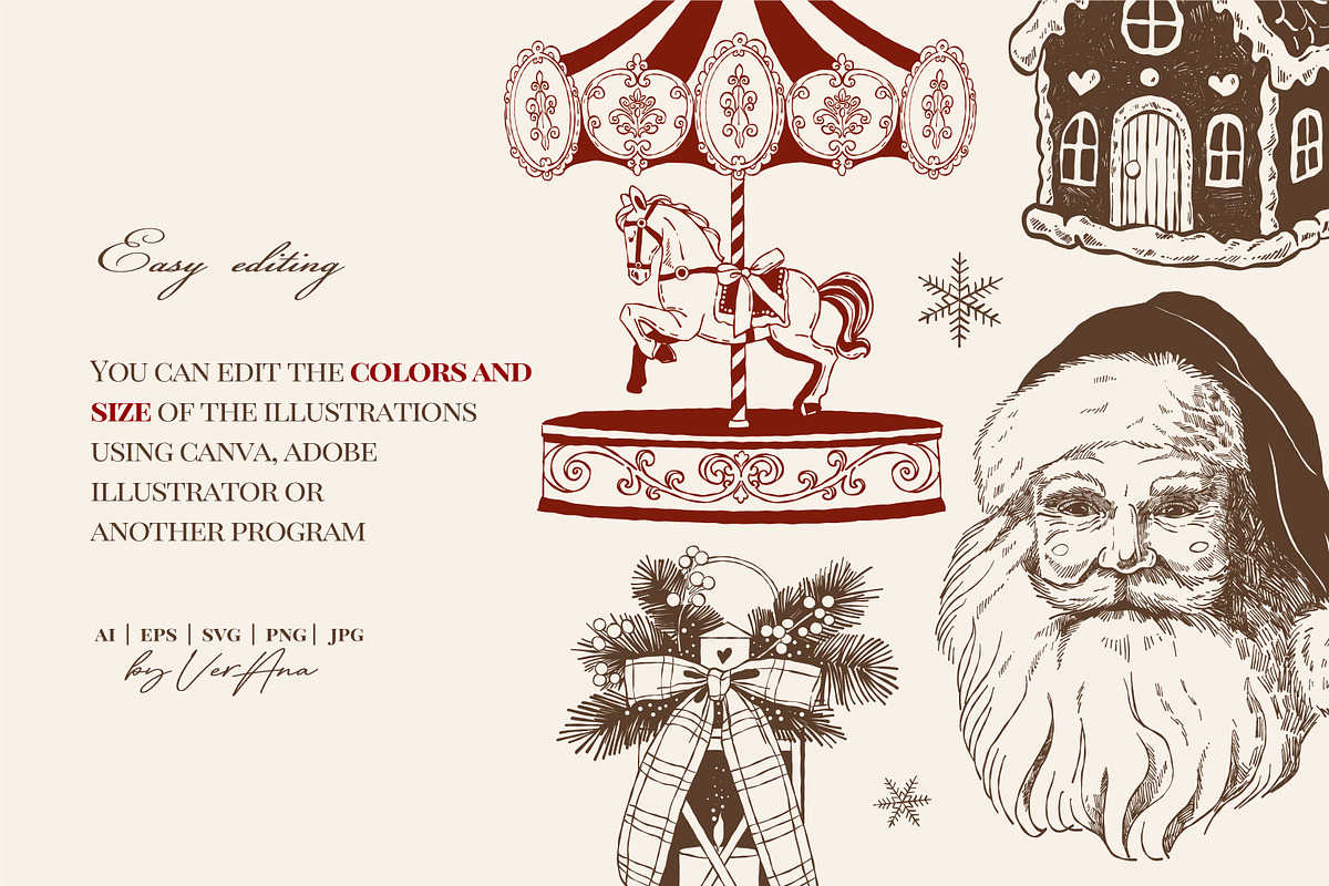 Vintage Christmas Fair Vector Set, an Object Graphic by VerAna (Photo 15 of 19)