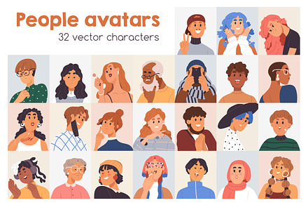 Modern diverse people avatars set, a Person Illustration by Good Studio