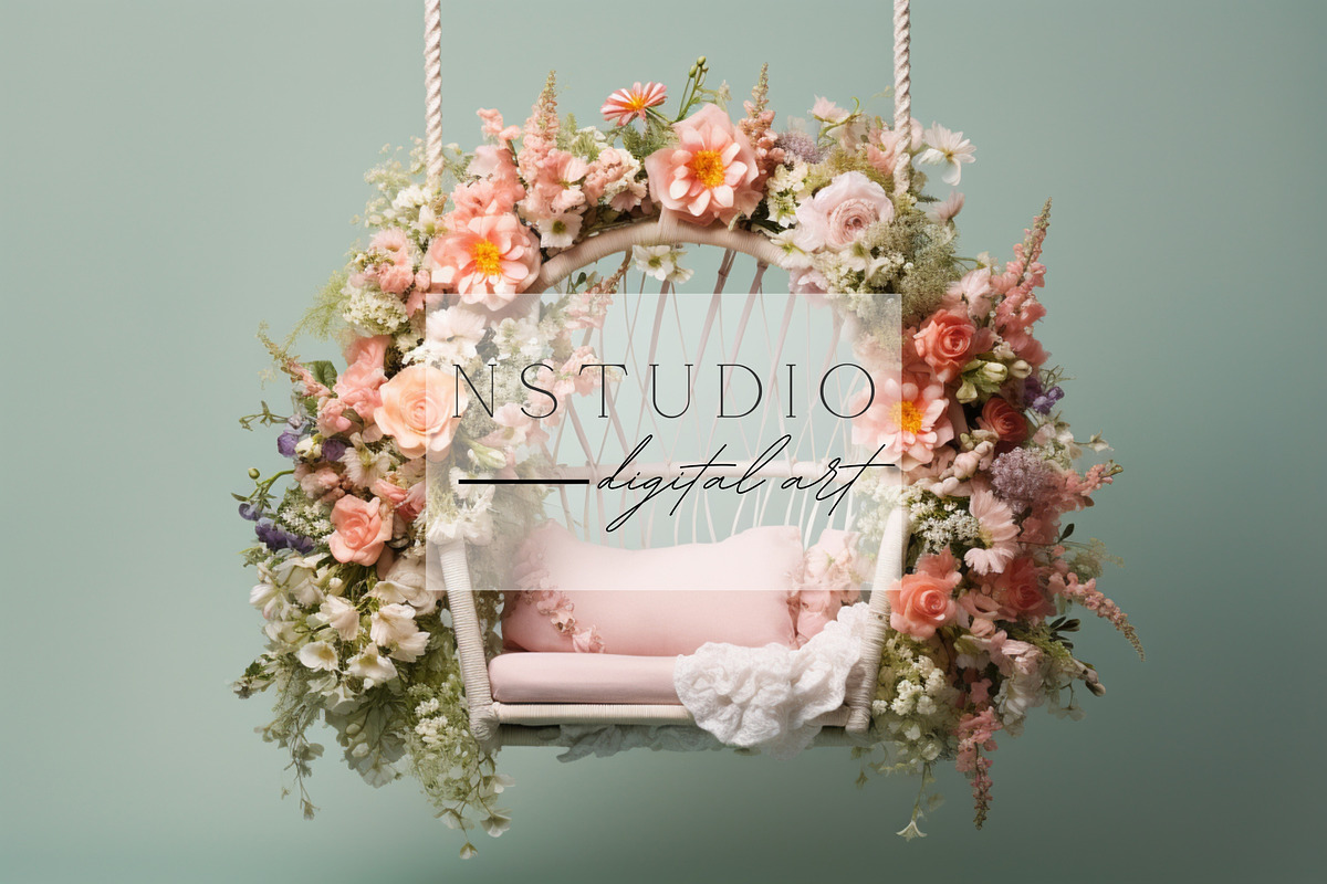 15Floral Swing Themed Baby Backdrops, a Layer Style Add-On by NSTUDIO (Photo 5 of 9)