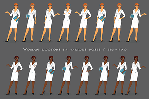 Woman doctors in various poses