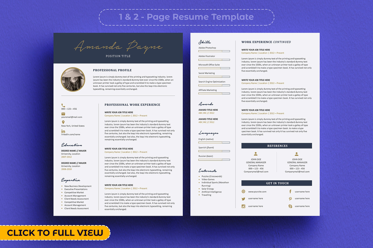 Minimal Resume Template + BONUS, a Resume Template by A1RESUME (Photo 2 of 7)