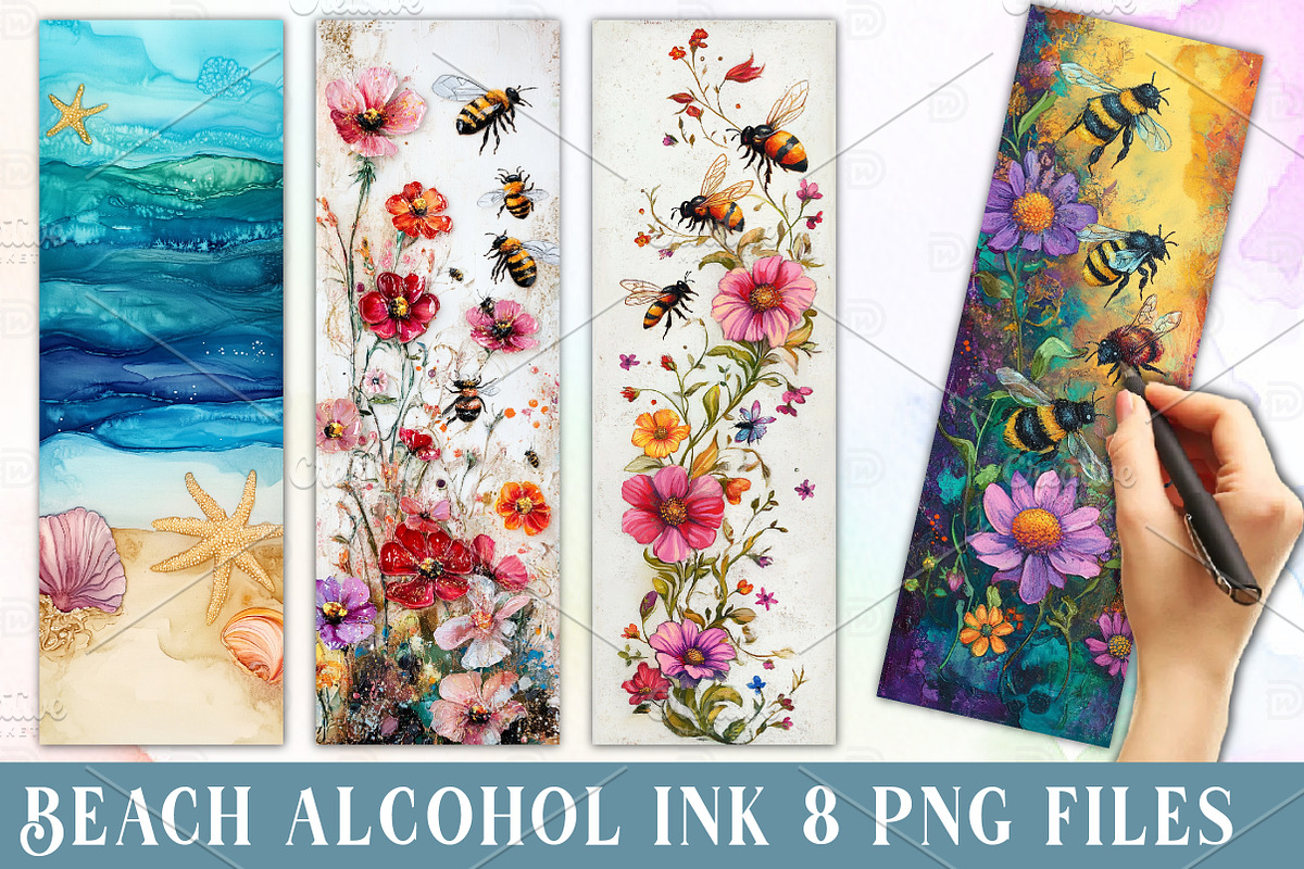 Beach Alcohol Ink Painting Bookmark, an Illustration by Watercolor design (Photo 1 of 4)
