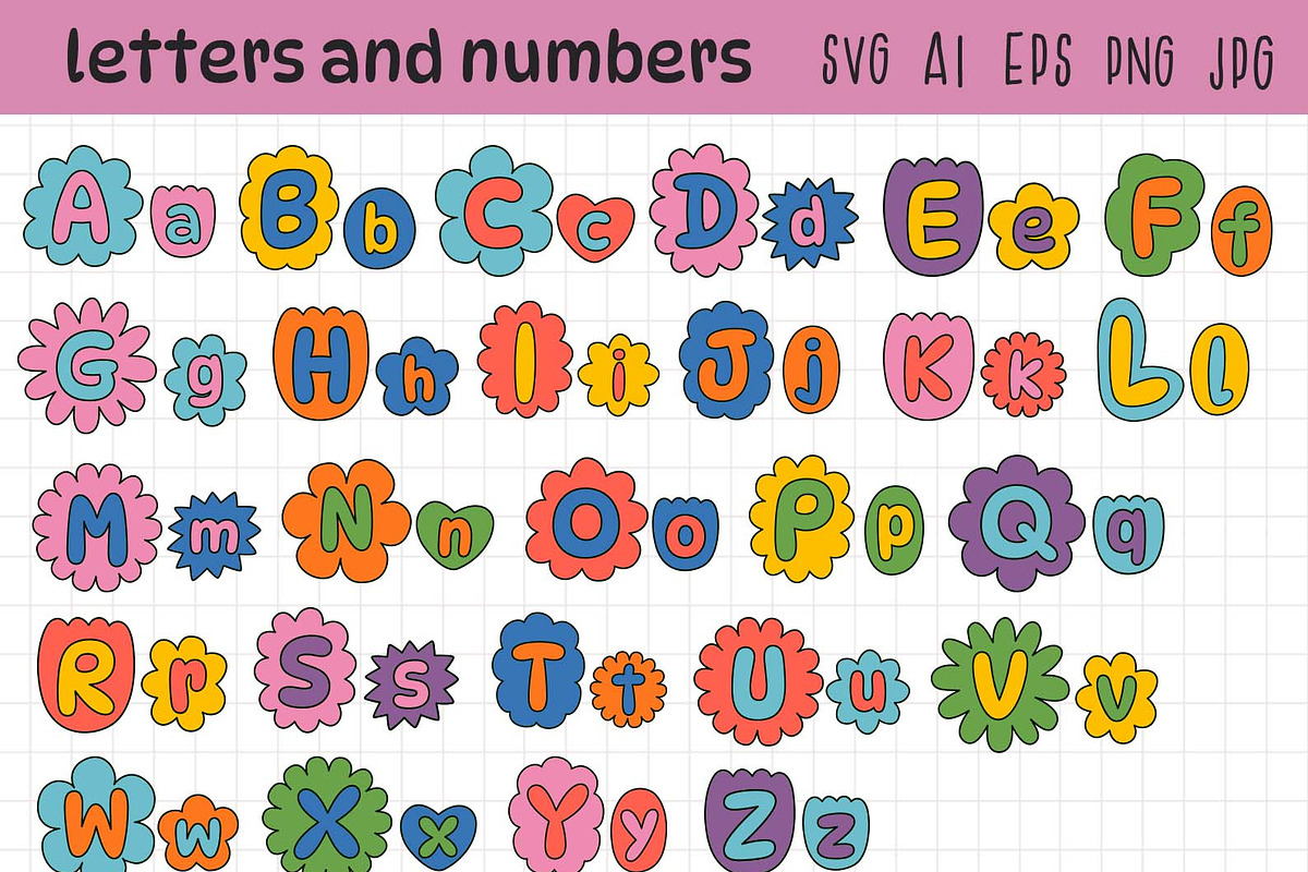 Floral letters and numbers cartoon, an Illustration by NataKa (Photo 2 of 7)