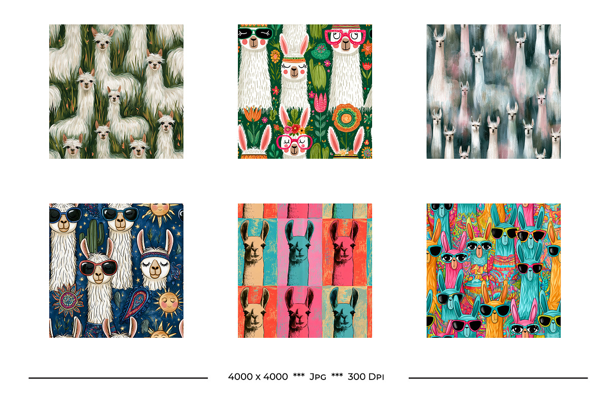 Llama Retro Art Style Designs, a Pattern Graphic by karenfoleyphoto (Photo 8 of 10)