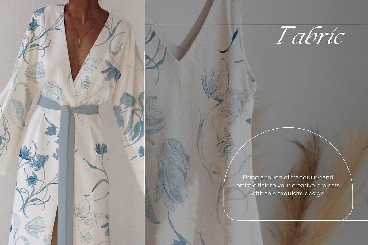Watercolor Pattern Blue Tulips, a Pattern Graphic by MouseGrey (Photo 2 of 7)