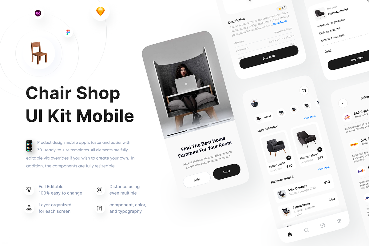 Chair Shop - Ui Kit Mobile, an UI Kit Template by Korsa Agency (Photo 1 of 6)