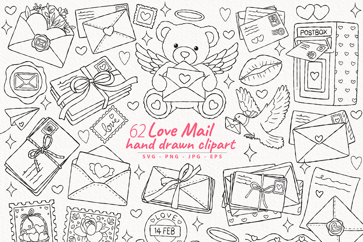 Love Mail Clipart Bundle | Valentine, a Seasonal Illustration by TitaLivingArt (Photo 1 of 9)