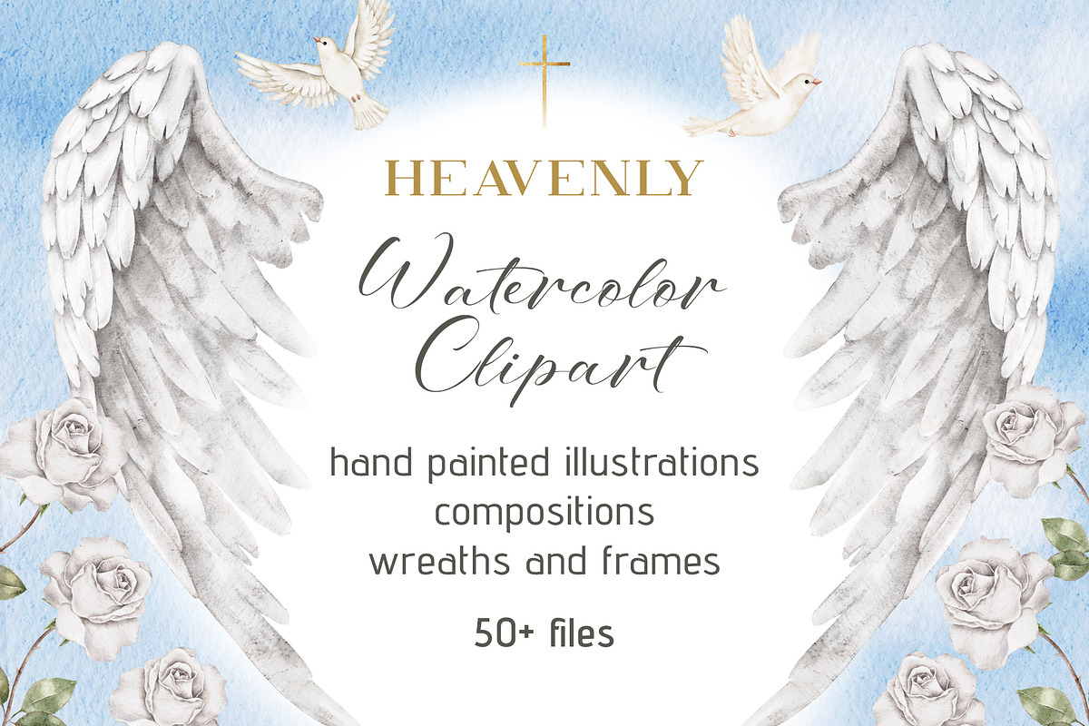 Heavenly Watercolor Clip art, a Decorative Illustration by Eves_Aquadreams (Photo 1 of 6)
