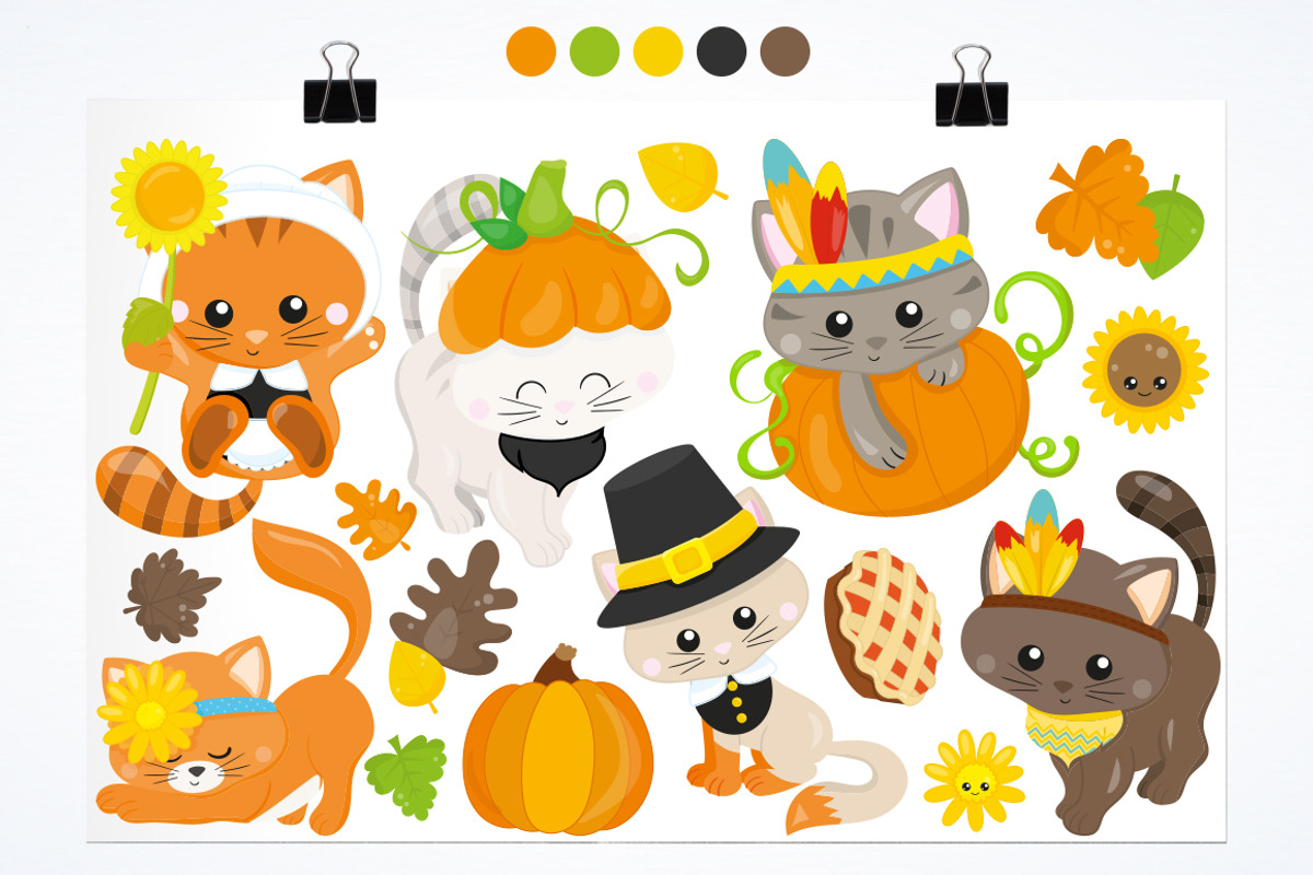 Thanksgiving Cat, an Animal Illustration by PrettyBundles (Photo 2 of 5)