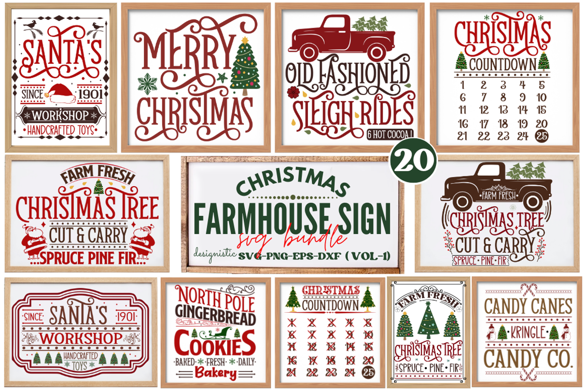 Farmhouse Christmas Sign SVG Bundle