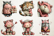 Whimsical Valentine Cats Clipart Set, an Animal Illustration by RobertsArt (Thumbnail 6 of 6)