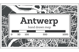 Antwerp City Map In Retro Style.