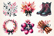 Pink and Black Autumn Clipart, an Illustration by Dream Creation (Thumbnail 5 of 6)