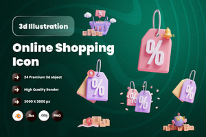 Online Shopping Service 3d Icon