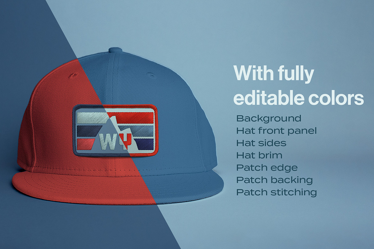 Flatbill Hat with Patch Mockup, a Hat Mockup by Sombrero Craft (Photo 3 of 3)