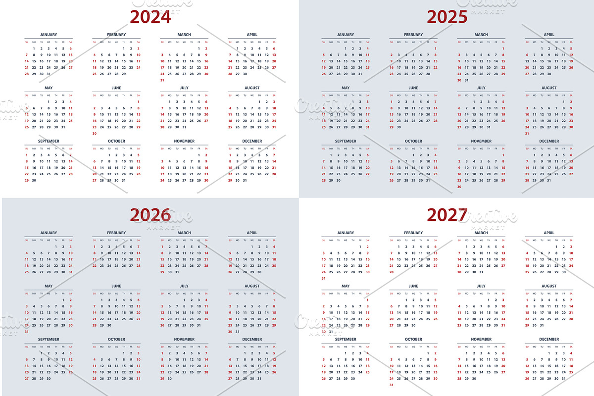 Quarter calendar template for 2024, a Texture Illustration by Golden Sikorka