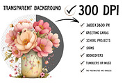 Watercolor Spring Mason Jar Clipart, an Illustration by Craft Nest (Thumbnail 2 of 12)