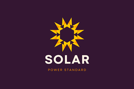 Geometric Sun Solar Power Logo