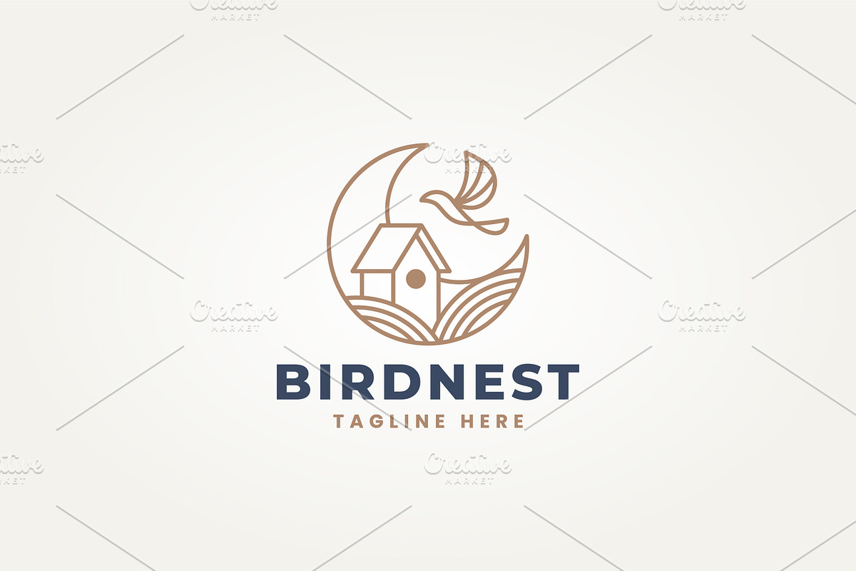bird house line art label logo, a Branding & Logo Template by Blazybone