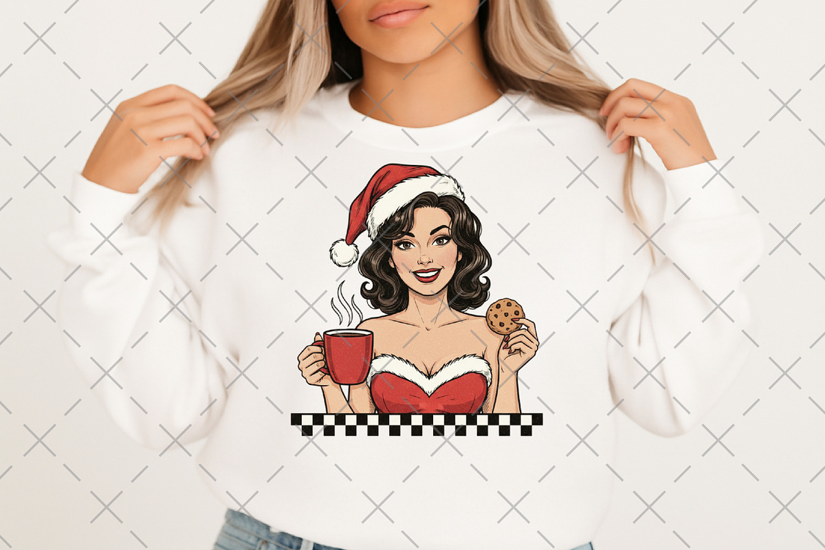 Retro Girl Christmas Coffee Club PNG, an Illustration by Craft Nest (Photo 2 of 6)