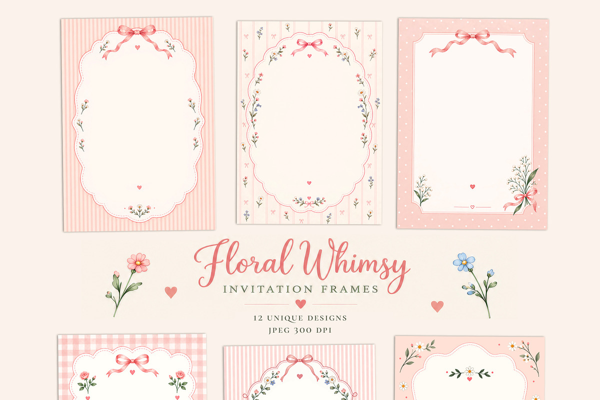 Blush Pink Floral Invitation Frames, a Background Graphic by by creative paper (Photo 4 of 7)