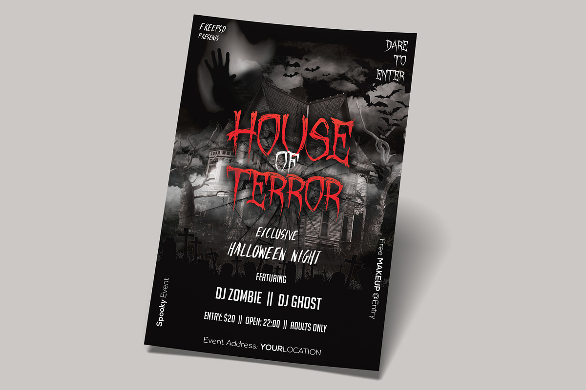 House of Terror PSD Flyer Template, a Flyer Template by Naim Selmani (Photo 2 of 3)