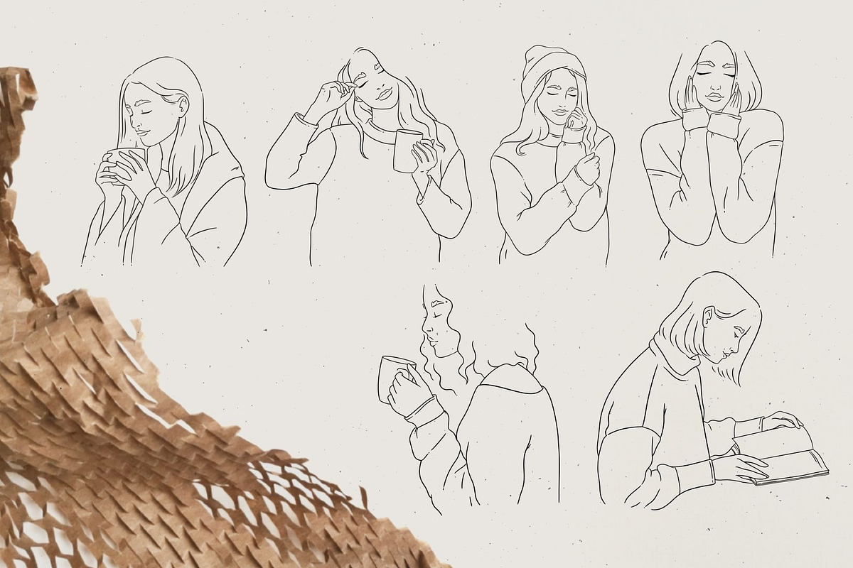 Cozy day.  Female line art, a Graphic by heyXeni (Photo 3 of 9)