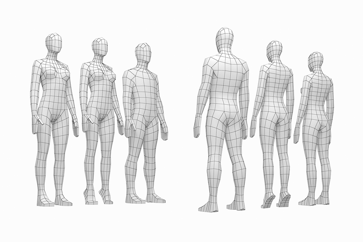 Male and Female Low Poly Base Mesh, a Characters & Person 3D Model by VK Studio (Photo 4 of 4)