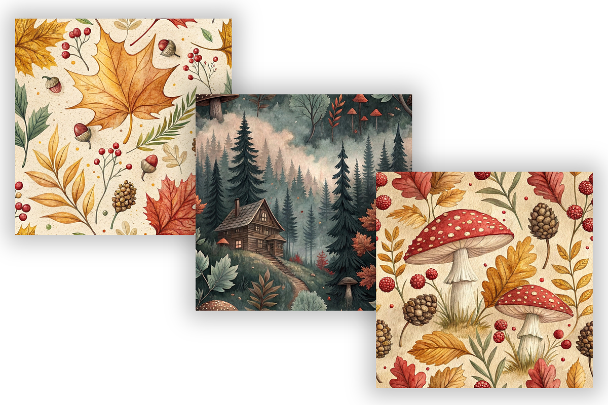Autumn Watercolour Digital Paper, a Pattern Graphic by FloridPrintables (Photo 5 of 8)