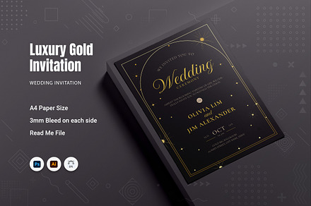 Luxury Gold Wedding Invitation, an Invitation Template by Fannan Studio