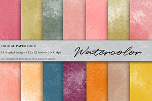 Watercolor Digital Paper, Watercolor