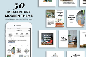 50 Mid-Century Modern Instagram Pack