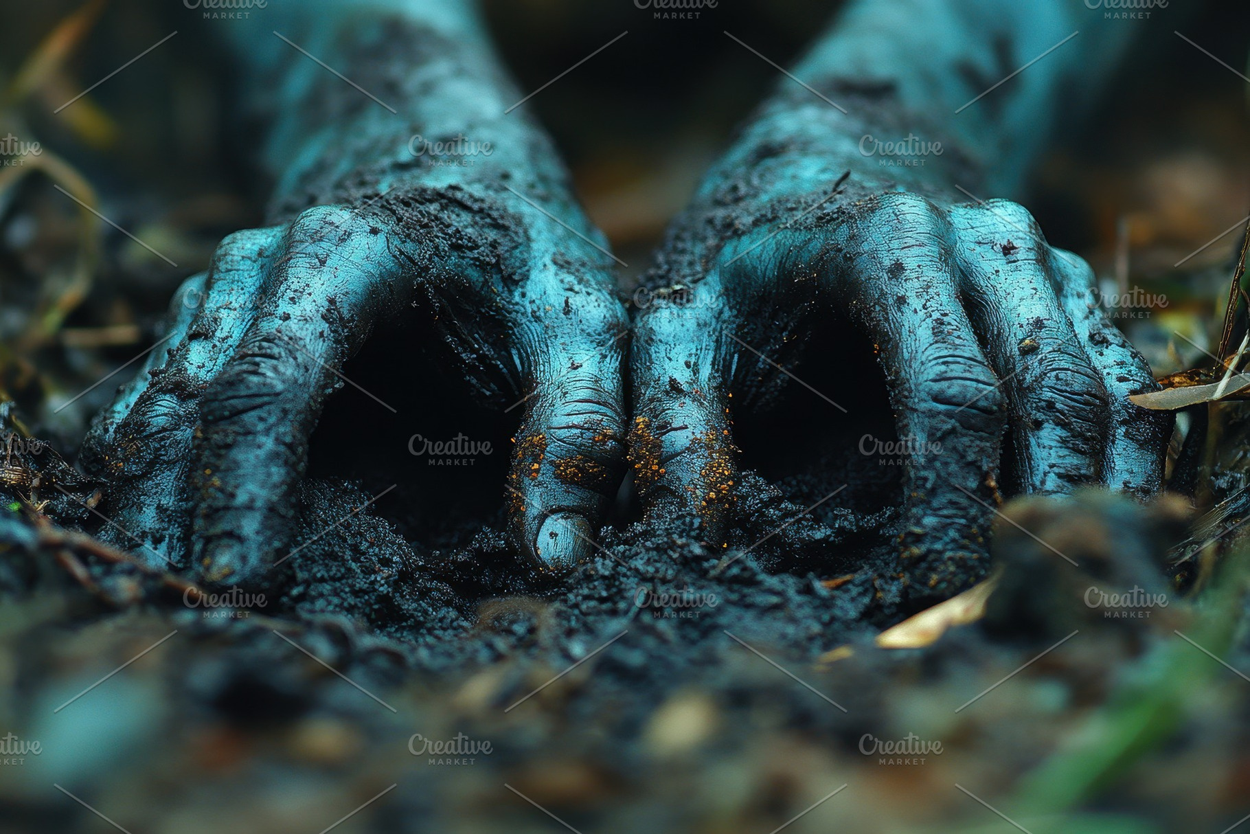 Hands covered in dirt plant life out, a Photo by Tanuart