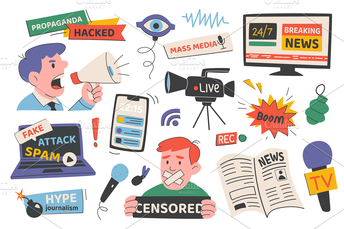 Breaking News Set, a Finance Illustration by alexdndz