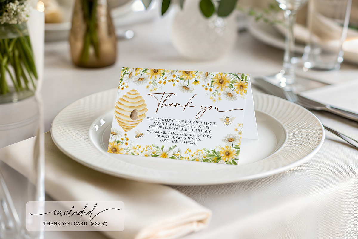 Honey Bee Baby Shower Stationery Set, a Templates & Theme by VeliusCreativeStudio (Photo 6 of 6)