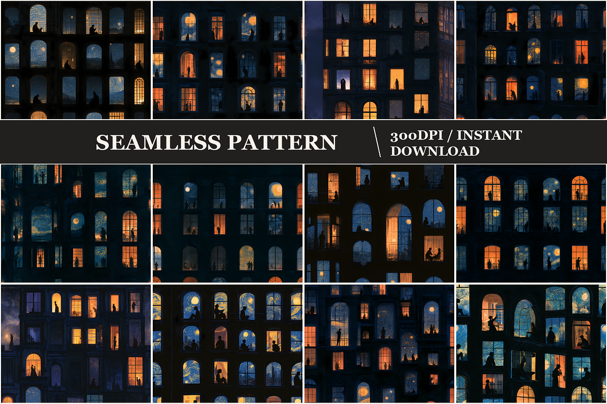 Apartment Windows Seamless Patterns, a Pattern Graphic by Inknfolly (Photo 1 of 4)