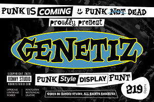 Genetiz Punk Style Display Font, a Slab Serif Font by Ronny Studio
