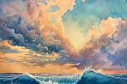 Watercolor Ocean, a Background Graphic by Printable Treasure (Thumbnail 10 of 13)