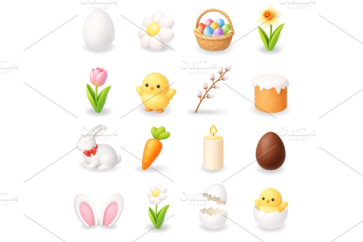 Easter icon collection. Eggs, bunny, an Object Illustration by GraphiShop
