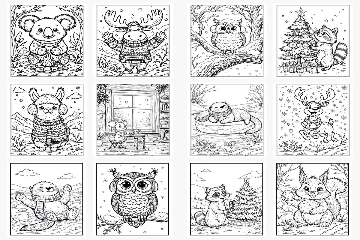 Winter Coloring Pages: Animal-Themed, a Seasonal Illustration by Lamia Emad (Photo 2 of 4)