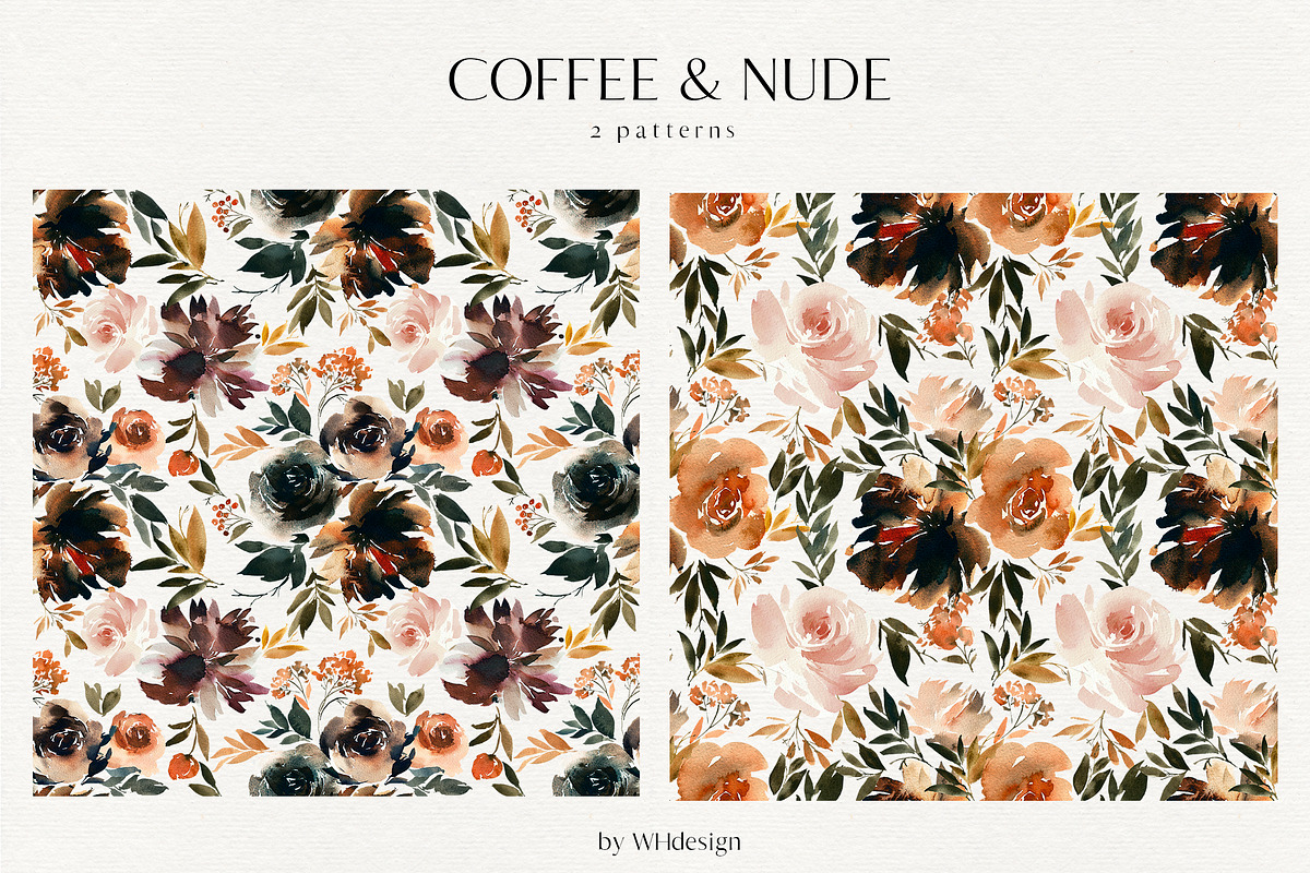 Coffe & Nude Watercolor Flowers PNG, a Decorative Illustration by whiteheartdesign (Photo 5 of 11)