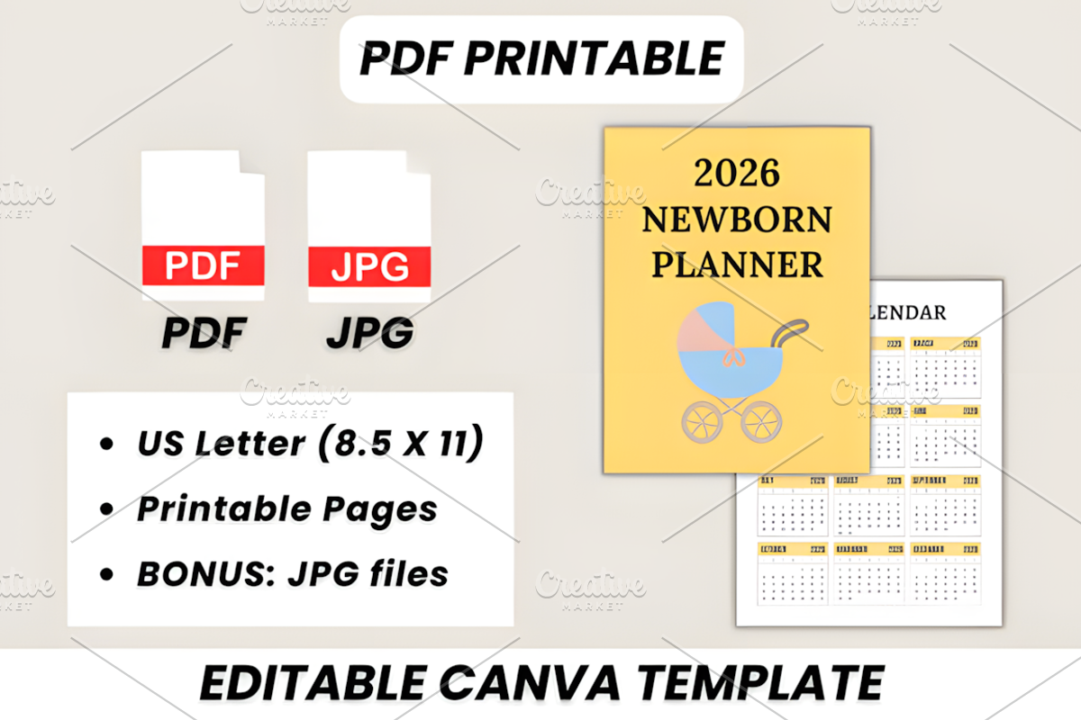 2026 Newborn Planner Canva Template, a Marketing Template by Ink Gallery (Photo 9 of 10)