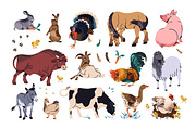 Farm animals set, seamless patterns, an Animal Illustration by PaperTrident (Thumbnail 1 of 4)