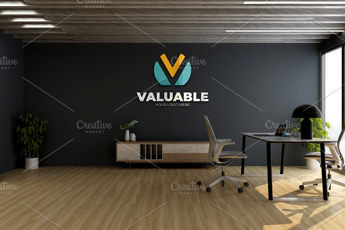 PSD Office Desk Room Wall Mockup, a Product Mockup by Ayy (Photo 8 of 16)