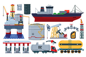 Oil Industry Set, an Illustration by alexdndz