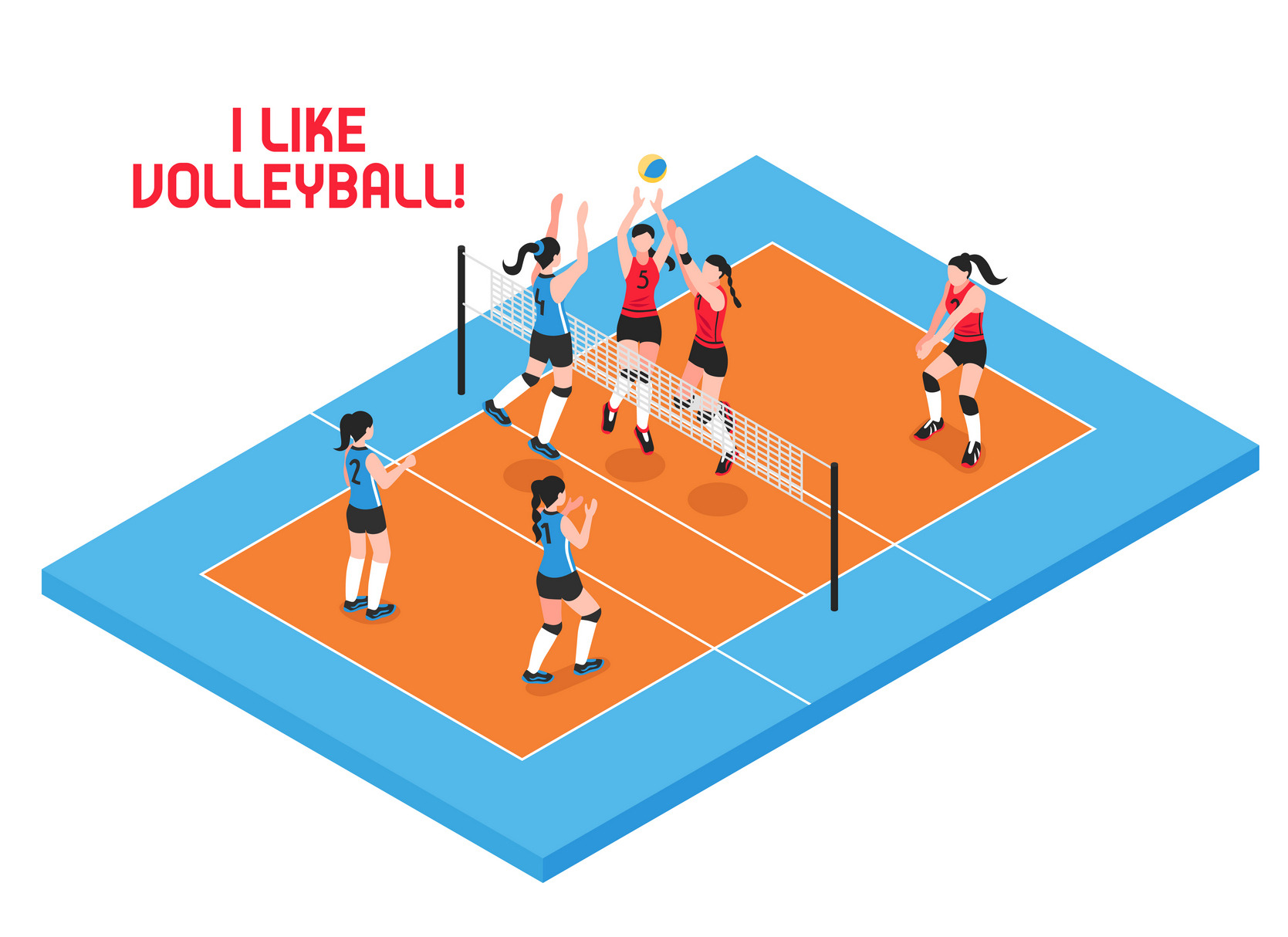 Isometric volleyball composition, a Healthcare Illustration by Macrovector