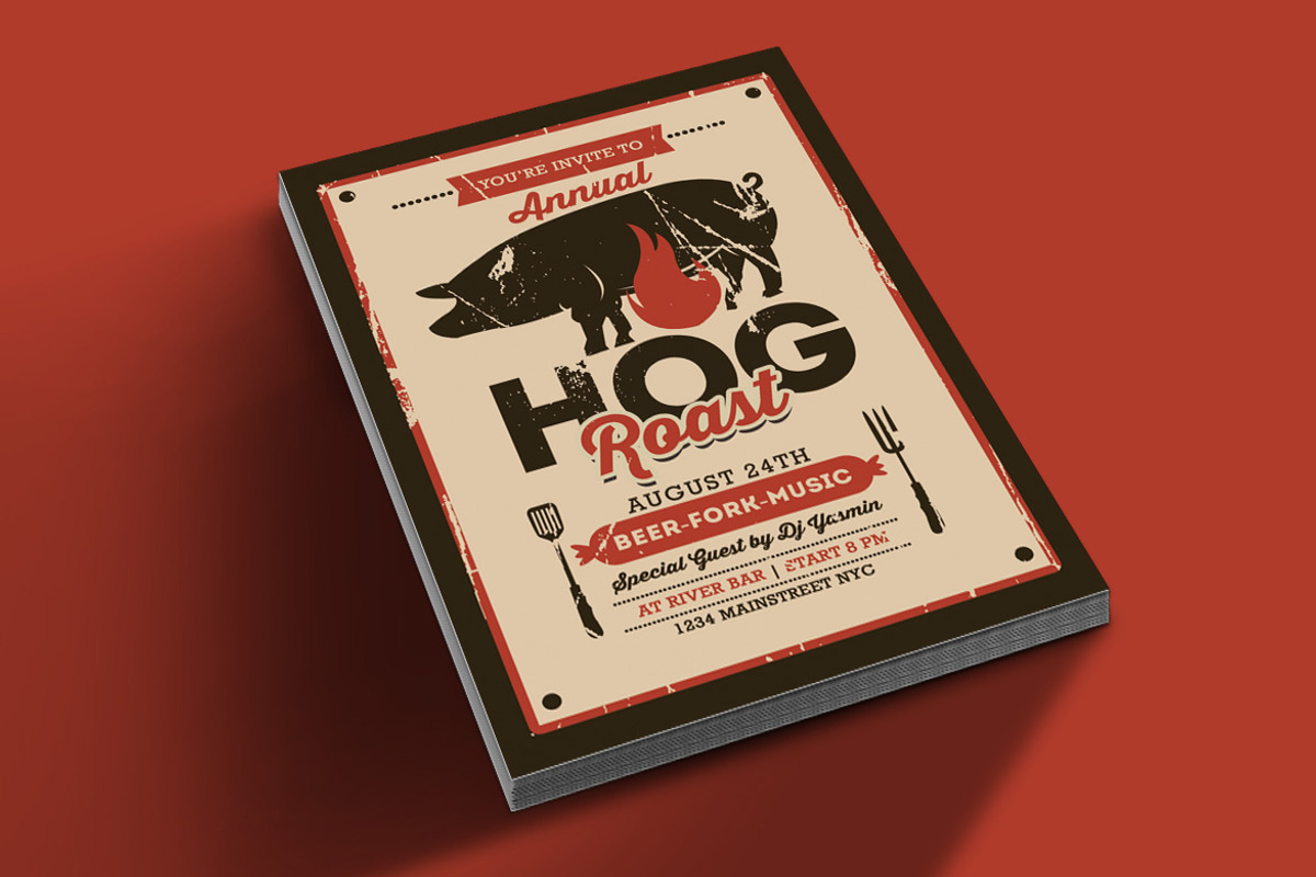 Pig Roast Event Flyer, a Flyer Template by Muhamad Iqbal hidayat