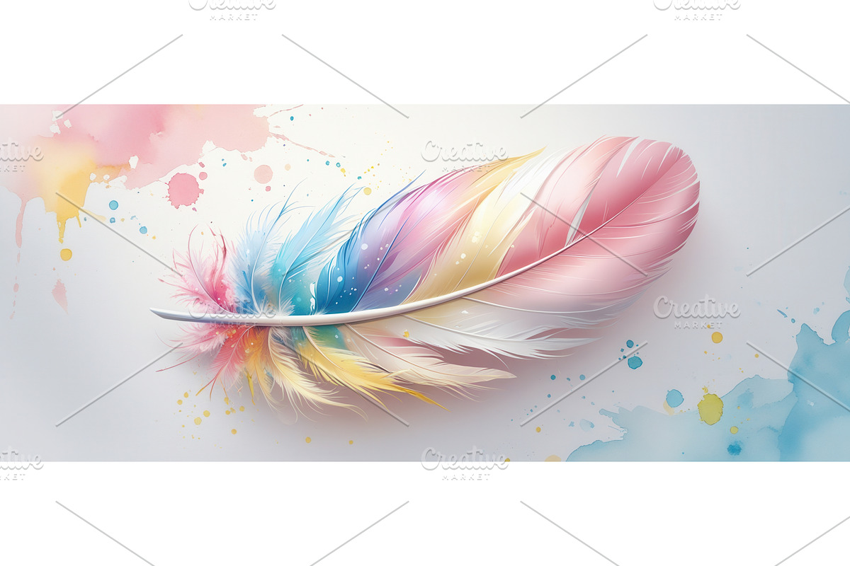 Vibrant multicolored feather with, an Illustration by tilialucida